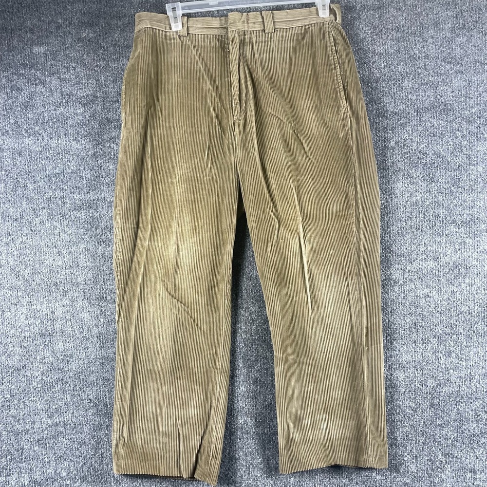LL Bean Pants Mens 35x28 Beige Corduroy Wide Whale Heavyweight Outdoors Classic